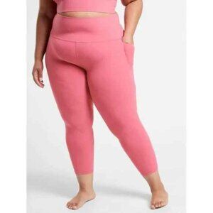 Athleta Hot Pink Salutation Stash Pocket 7/8 Tight Leggings Size 1X